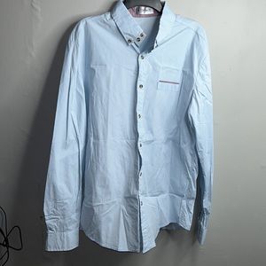🌻 Tomsware Light Blue Casual Button Down Men’s Shirt Size XL